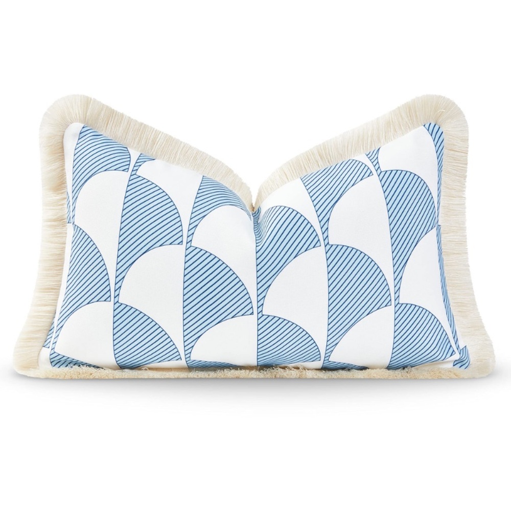 NWT Baby Blue Lumbar Pillow Cover with Fringe